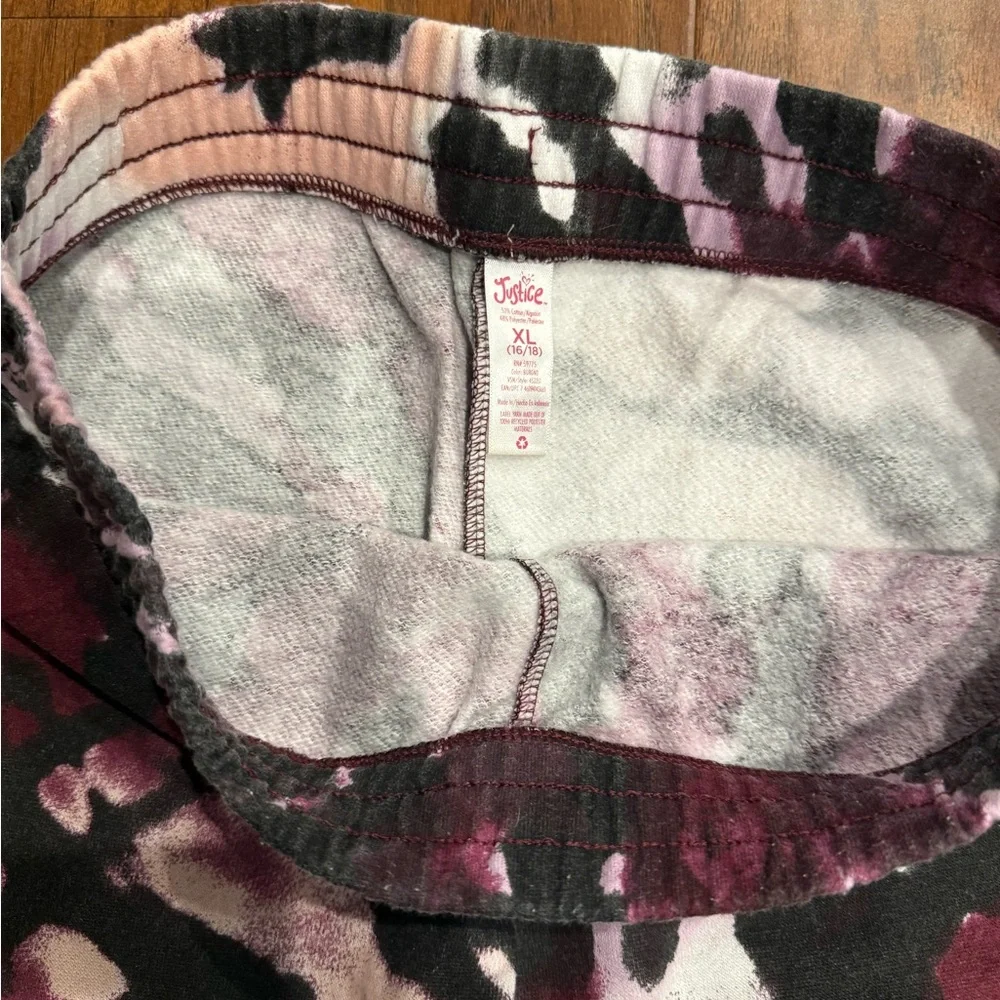 Justice Kids' Burgundy and Black Tie-Dye Joggers